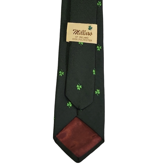 Vintage Millars Shamrock Green Tie Pre Owned Condition - Picture 3 of 6